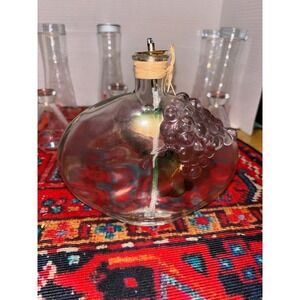 Andrea Ward Designs Hand Painted Grape Glass Oil Lamp Clear Purple Green USA